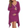 imageSWOMOG Womens Maternity Robe 2 Piece Nursing Nightgown for Breastfeeding 3 in 1 Labor Delivery Nursing Dress Lace BathrobeWineberry