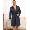 imageSWOMOG Mens Hooded Robe Satin Bathrobe with Shorts Set Silky Kimono Robe with HoodDark Grey