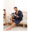 imageSWOMOG Mens Hooded Robe Satin Bathrobe with Shorts Set Silky Kimono Robe with HoodDark Grey