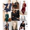 imageSWOMOG Mens Satin Robe 3 Pcs Silky Kimono Bathrobe Set Lightweight Soft Loungewear NightwearDark Grey