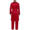 imageSWOMOG Mens Satin Robe with Pants Set Silky Kimono Bathrobe Lightweight Soft Sleepwear LoungewearRed