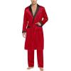 imageSWOMOG Mens Satin Robe with Pants Set Silky Kimono Bathrobe Lightweight Soft Sleepwear LoungewearRed