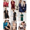 imageSWOMOG Mens Silk Satin Robe with Shorts Set 2PCS Short Sleeve Kimono Bathrobe Soft Sleepwear Pjs Sets with PocketsRed