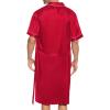 imageSWOMOG Mens Silk Satin Robe with Shorts Set 2PCS Short Sleeve Kimono Bathrobe Soft Sleepwear Pjs Sets with PocketsRed