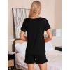 imageSWOMOG Pajamas for Women Set 2 Piece Short Sleeve Sleepwear Soft Tops and Ruffle Shorts Pjs Lounge Sets with Pockets SXXLBlack