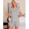imageSWOMOG Pajamas for Women Set 2 Piece Short Sleeve Sleepwear Soft Tops and Ruffle Shorts Pjs Lounge Sets with Pockets SXXLGrey