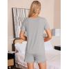 imageSWOMOG Pajamas for Women Set 2 Piece Short Sleeve Sleepwear Soft Tops and Ruffle Shorts Pjs Lounge Sets with Pockets SXXLGrey