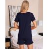 imageSWOMOG Pajamas for Women Set 2 Piece Short Sleeve Sleepwear Soft Tops and Ruffle Shorts Pjs Lounge Sets with Pockets SXXLNavy Blue