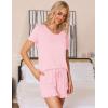 imageSWOMOG Pajamas for Women Set 2 Piece Short Sleeve Sleepwear Soft Tops and Ruffle Shorts Pjs Lounge Sets with Pockets SXXLPink