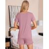imageSWOMOG Pajamas for Women Set 2 Piece Short Sleeve Sleepwear Soft Tops and Ruffle Shorts Pjs Lounge Sets with Pockets SXXLTaro Purple