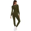 imageSWOMOG Womens Pajamas Jumpsuits Zipup Hoodie Union Jumpsuit Romper Long Sleeve Sexy Onesie Bodysuits One Piece SleepwearArmy Green