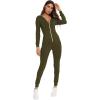 imageSWOMOG Womens Pajamas Jumpsuits Zipup Hoodie Union Jumpsuit Romper Long Sleeve Sexy Onesie Bodysuits One Piece SleepwearArmy Green
