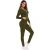imageSWOMOG Womens Pajamas Jumpsuits Zipup Hoodie Union Jumpsuit Romper Long Sleeve Sexy Onesie Bodysuits One Piece SleepwearArmy Green