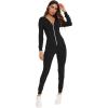 imageSWOMOG Womens Pajamas Jumpsuits Zipup Hoodie Union Jumpsuit Romper Long Sleeve Sexy Onesie Bodysuits One Piece SleepwearBlack