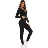 imageSWOMOG Womens Pajamas Jumpsuits Zipup Hoodie Union Jumpsuit Romper Long Sleeve Sexy Onesie Bodysuits One Piece SleepwearBlack