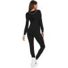 imageSWOMOG Womens Pajamas Jumpsuits Zipup Hoodie Union Jumpsuit Romper Long Sleeve Sexy Onesie Bodysuits One Piece SleepwearBlack