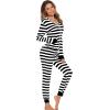 imageSWOMOG Womens Pajamas Jumpsuits Zipup Hoodie Union Jumpsuit Romper Long Sleeve Sexy Onesie Bodysuits One Piece SleepwearBlack and White Striped