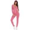 imageSWOMOG Womens Pajamas Jumpsuits Zipup Hoodie Union Jumpsuit Romper Long Sleeve Sexy Onesie Bodysuits One Piece SleepwearCoral