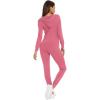 imageSWOMOG Womens Pajamas Jumpsuits Zipup Hoodie Union Jumpsuit Romper Long Sleeve Sexy Onesie Bodysuits One Piece SleepwearCoral