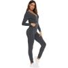 imageSWOMOG Womens Pajamas Jumpsuits Zipup Hoodie Union Jumpsuit Romper Long Sleeve Sexy Onesie Bodysuits One Piece SleepwearDeep Grey