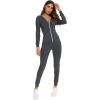 imageSWOMOG Womens Pajamas Jumpsuits Zipup Hoodie Union Jumpsuit Romper Long Sleeve Sexy Onesie Bodysuits One Piece SleepwearDeep Grey