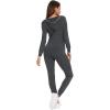 imageSWOMOG Womens Pajamas Jumpsuits Zipup Hoodie Union Jumpsuit Romper Long Sleeve Sexy Onesie Bodysuits One Piece SleepwearDeep Grey