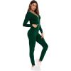 imageSWOMOG Womens Pajamas Jumpsuits Zipup Hoodie Union Jumpsuit Romper Long Sleeve Sexy Onesie Bodysuits One Piece SleepwearGreen