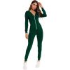 imageSWOMOG Womens Pajamas Jumpsuits Zipup Hoodie Union Jumpsuit Romper Long Sleeve Sexy Onesie Bodysuits One Piece SleepwearGreen