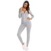 imageSWOMOG Womens Pajamas Jumpsuits Zipup Hoodie Union Jumpsuit Romper Long Sleeve Sexy Onesie Bodysuits One Piece SleepwearGrey