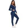 imageSWOMOG Womens Pajamas Jumpsuits Zipup Hoodie Union Jumpsuit Romper Long Sleeve Sexy Onesie Bodysuits One Piece SleepwearNavy Blue