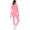 imageSWOMOG Womens Pajamas Jumpsuits Zipup Hoodie Union Jumpsuit Romper Long Sleeve Sexy Onesie Bodysuits One Piece SleepwearPeach Pink