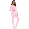imageSWOMOG Womens Pajamas Jumpsuits Zipup Hoodie Union Jumpsuit Romper Long Sleeve Sexy Onesie Bodysuits One Piece SleepwearPink