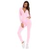 imageSWOMOG Womens Pajamas Jumpsuits Zipup Hoodie Union Jumpsuit Romper Long Sleeve Sexy Onesie Bodysuits One Piece SleepwearPink