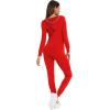 imageSWOMOG Womens Pajamas Jumpsuits Zipup Hoodie Union Jumpsuit Romper Long Sleeve Sexy Onesie Bodysuits One Piece SleepwearRed