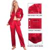 imageSWOMOG Women Satin Pajamas 4pcs Pajama Set Sexy Cami Shorts Set and Button Down Long Sleeve Pjs Loungewear SleepwearChristmas Red