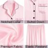 imageSWOMOG Women Satin Pajamas 4pcs Pajama Set Sexy Cami Shorts Set and Button Down Long Sleeve Pjs Loungewear SleepwearLight Pink