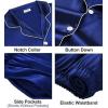imageSWOMOG Womens 2 PCS  3 PCS Pajamas Set Silk Satin Long Sleeve Sleepwear Button Down Loungewear Pjs NightwearNavy Blue  3 Pcs