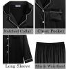 imageSWOMOG Womens 2 PCS  3 PCS Pajamas Set Silk Satin Long Sleeve Sleepwear Button Down Loungewear Pjs NightwearZ  Black  2 Pcs