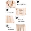 imageSWOMOG Womens 2 PCS  3 PCS Pajamas Set Silk Satin Long Sleeve Sleepwear Button Down Loungewear Pjs NightwearZ  Champagne  2 Pcs