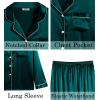 imageSWOMOG Womens 2 PCS  3 PCS Pajamas Set Silk Satin Long Sleeve Sleepwear Button Down Loungewear Pjs NightwearZ  Deep Green  2 Pcs
