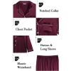 imageSWOMOG Womens 2 PCS  3 PCS Pajamas Set Silk Satin Long Sleeve Sleepwear Button Down Loungewear Pjs NightwearZ  Deep Wine Red  2 Pcs