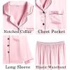 imageSWOMOG Womens 2 PCS  3 PCS Pajamas Set Silk Satin Long Sleeve Sleepwear Button Down Loungewear Pjs NightwearZ  Pink  2 Pcs