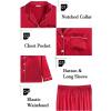 imageSWOMOG Womens 2 PCS  3 PCS Pajamas Set Silk Satin Long Sleeve Sleepwear Button Down Loungewear Pjs NightwearZ  Red  2 Pcs