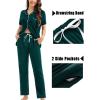 imageSWOMOG Womens 3pcs Button Down Pajamas Set Short Sleeve Sleepwear Bride Pj Lounge Set with Long PantsEmerald