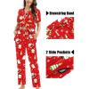 imageSWOMOG Womens 3pcs Button Down Pajamas Set Short Sleeve Sleepwear Bride Pj Lounge Set with Long PantsSnowman