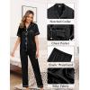 imageSWOMOG Womens 4pcs Pajamas Sets Silk Satin Pjs Sexy Cami Shorts Set Button Down Long Short Sleeve Sleepwear LoungewearBlack