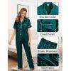 imageSWOMOG Womens 4pcs Pajamas Sets Silk Satin Pjs Sexy Cami Shorts Set Button Down Long Short Sleeve Sleepwear LoungewearDeep Green