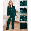imageSWOMOG Womens 4pcs Pajamas Sets Silk Satin Pjs Sexy Cami Shorts Set Button Down Long Short Sleeve Sleepwear LoungewearDeep Green