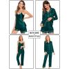 imageSWOMOG Womens 4pcs Pajamas Sets Silk Satin Pjs Sexy Cami Shorts Set Button Down Long Short Sleeve Sleepwear LoungewearDeep Green
