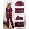 imageSWOMOG Womens 4pcs Pajamas Sets Silk Satin Pjs Sexy Cami Shorts Set Button Down Long Short Sleeve Sleepwear LoungewearDeep Wine Red
